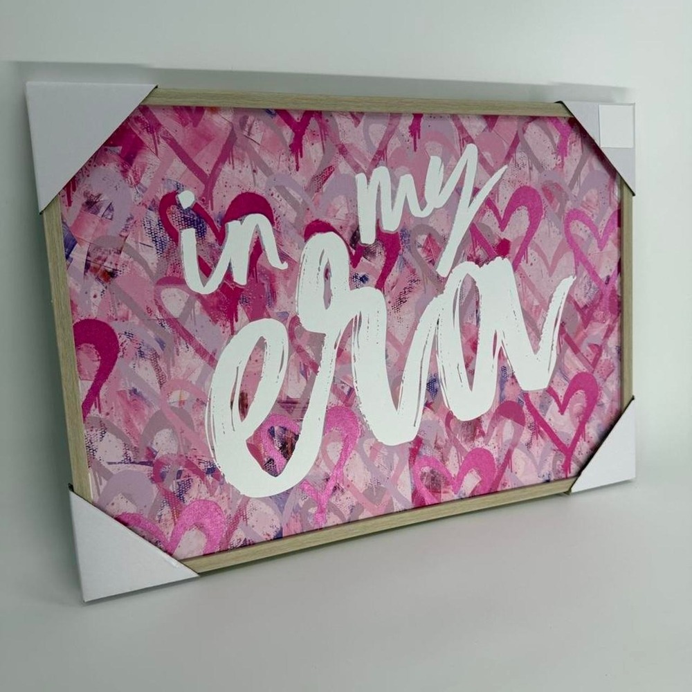 In My Era Pink Heart Framed Canvas Wall Art Decor 23.5x15.5